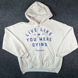 Tim Mcgraw Live Like You Were Dying Hoodie Mens‎ XL White Graphic Fleece Lined